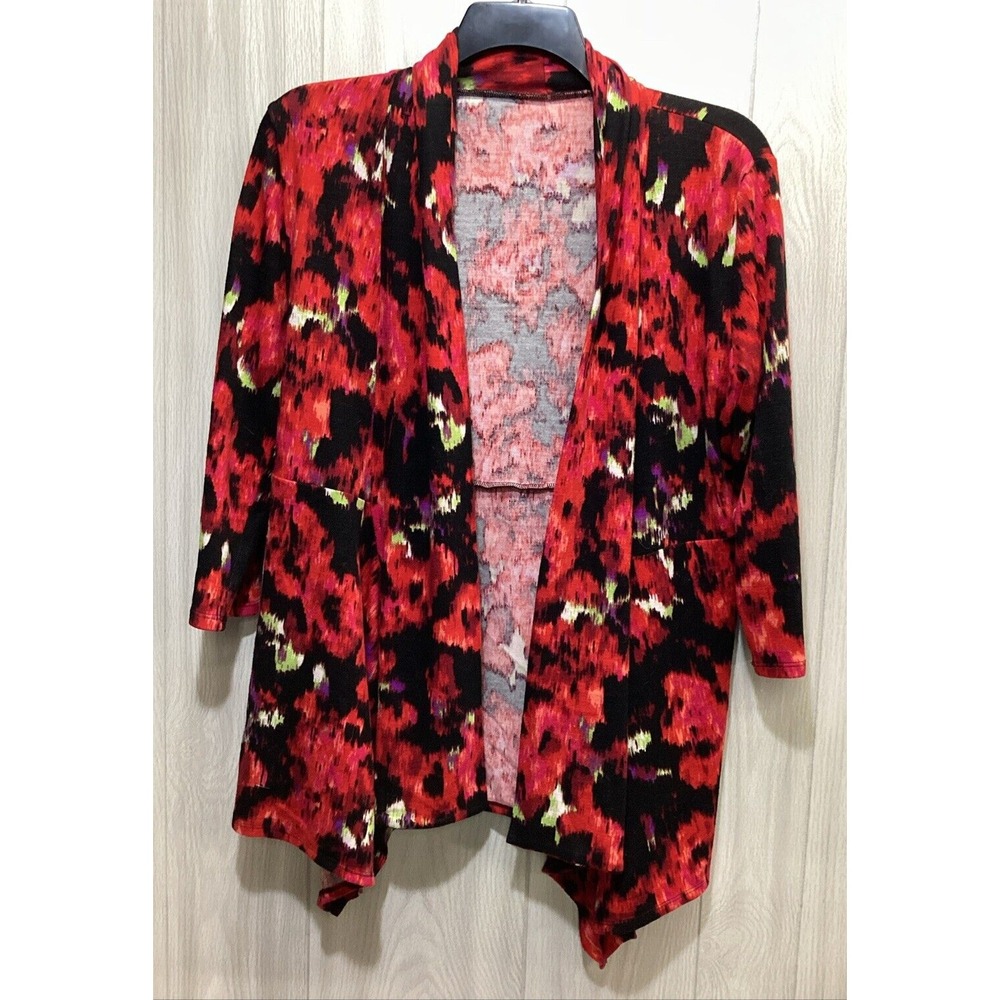 UNBRANDED Women's (Size 20x28") 3/4 Sleeve‎ Open Front Cardigan Abstract Pattern
